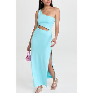 Susana Monaco One Arm Blue Nylon Cut Out High Slit Dress Size S